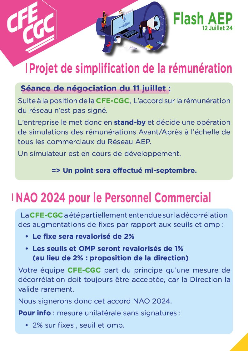 CFE-CGC AEP Flash simplification rémunération 110724
